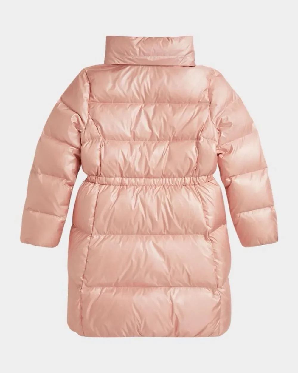 Polo Ralph Lauren Celia Metallic Water-Repellant Long Hooded Down Jacket Pink Yo